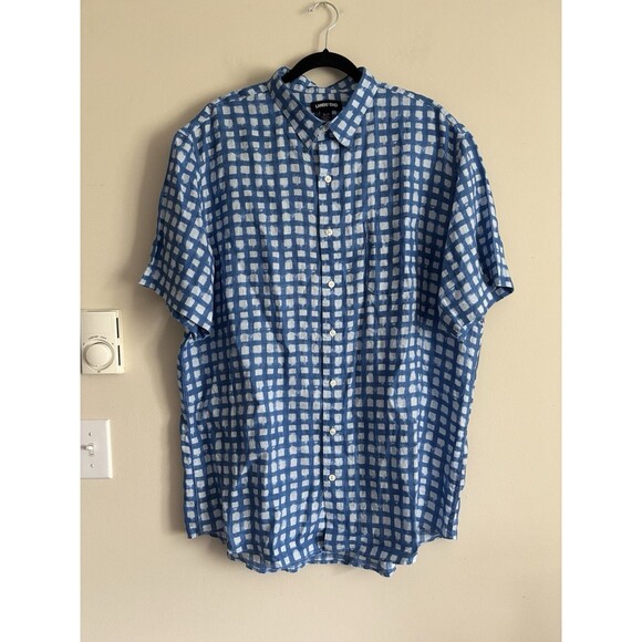 Lands End Mens XL Tall Casual Button Up Shirt 100% LINEN‎ Blue Preppy Summer - Picture 1 of 5
